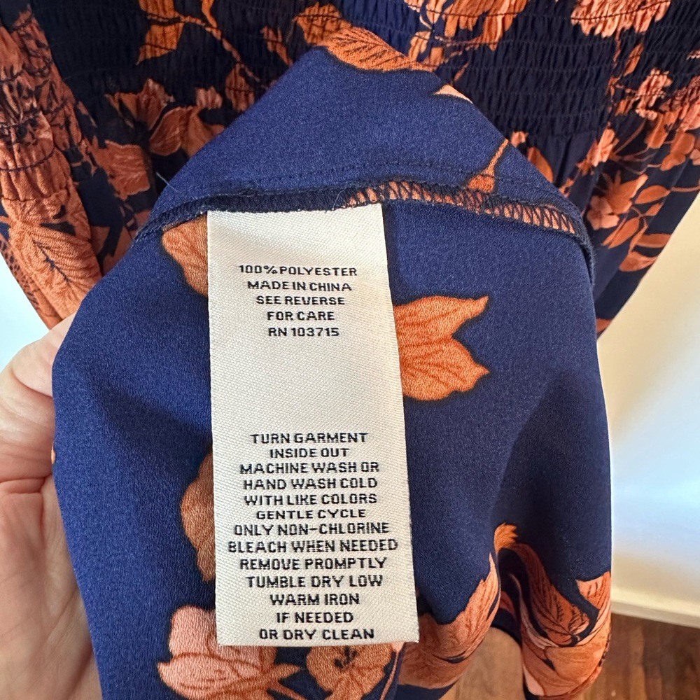 Nannette Lepore Navy and Orange Floral Midi Dress - Picture 6 of 7